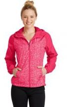 Sport-Tek® Ladies Heather Colorblock Raglan Hooded Wind Jacket